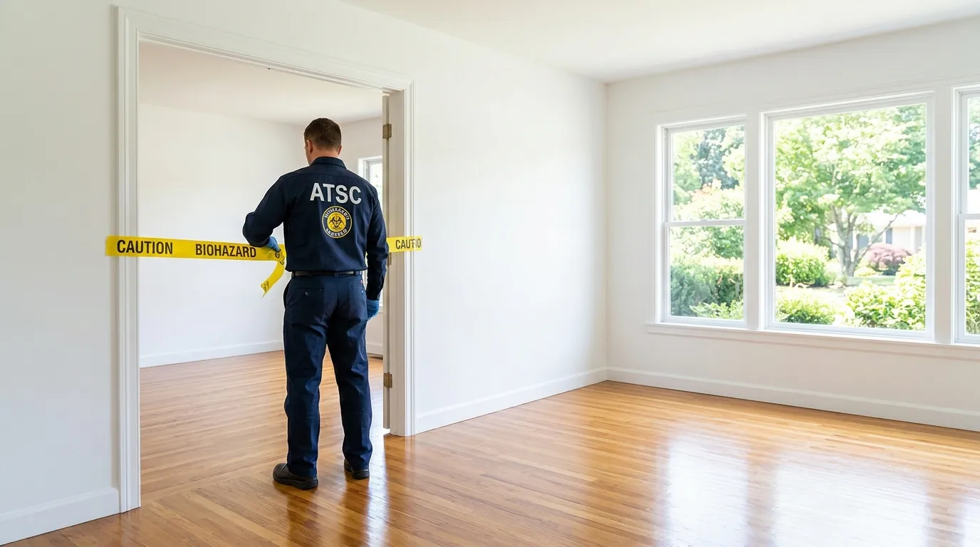 Certified biohazard cleanup crew performing Crime Scene Cleanup in Newton